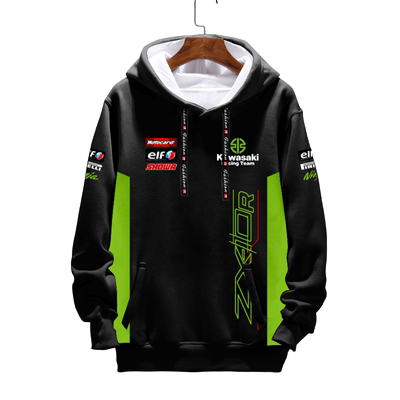 川崎厂队sbk摩托车骑行连帽卫衣