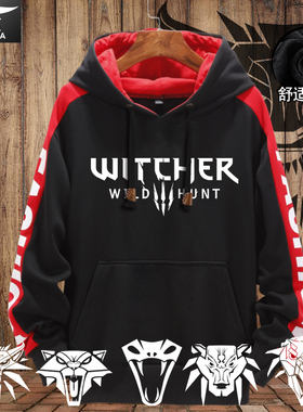 巫师3狂猎The Witcher 3游戏周边连帽卫衣男女加绒外套上衣服帽衫