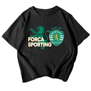 里斯本竞技葡萄牙体育队服欧冠足球迷服短袖t恤衫男女纯棉半截袖