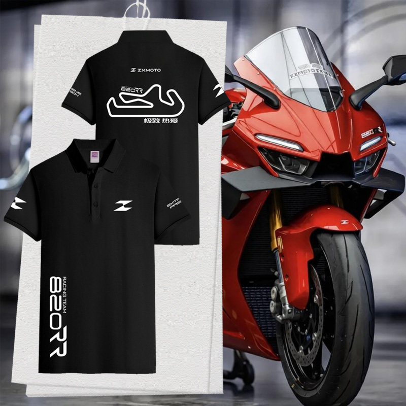 张雪机车820RR摩托车500骑行服工装polo衫男女纯棉翻有领短袖t恤