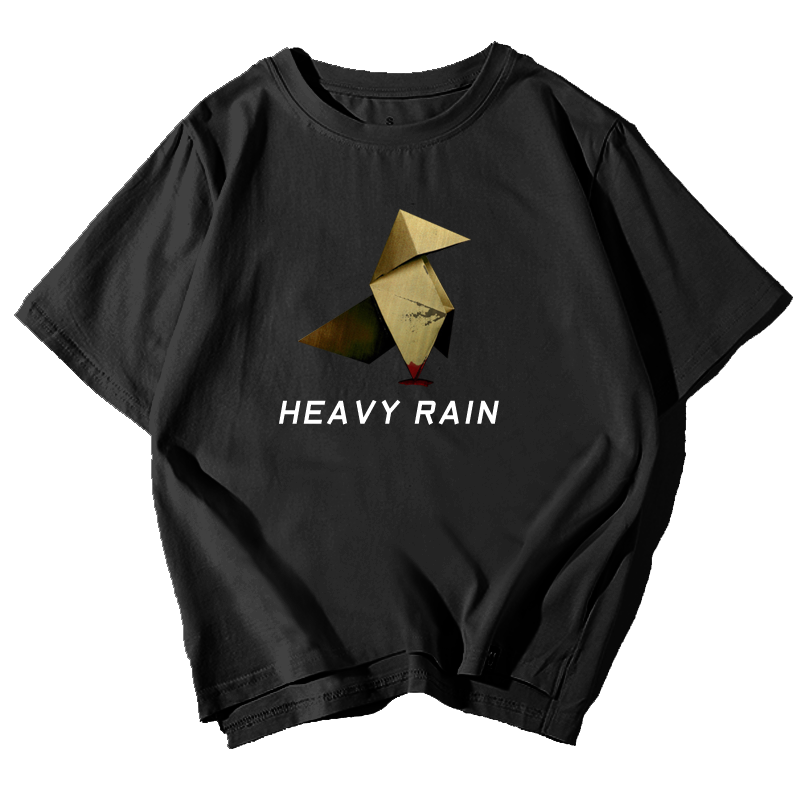 PS4暴雨Heavy Rain折纸杀手游戏周边短袖t恤衫男女纯棉半截袖衣服