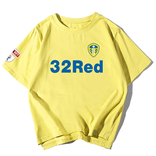 英冠利兹联队服t恤男女足球迷服运动短袖休闲球衣训练服纯棉半袖