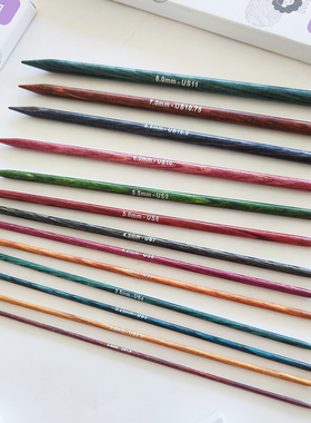 KnitPro 20cm 双头直针Dreamz梦幻彩木毛衣针进口棒针直针工具