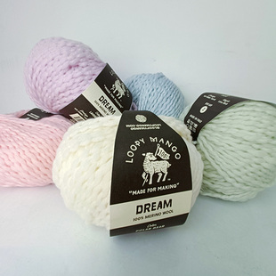 毛线街 LOOPY MANGO DREAM进口美利奴羊毛中粗线毛衣开衫围巾线