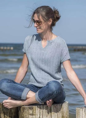 爱德华短袖 挪威tynn line细棉麻线 DIY编织材料包 文字图解