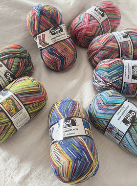 opal  新款段染毛线进口袜纱织袜子毛线编织线diy手工花线羊毛