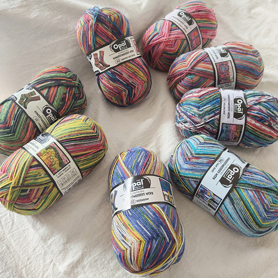 opal  新款段染毛线进口袜纱织袜子毛线编织线diy手工花线羊毛