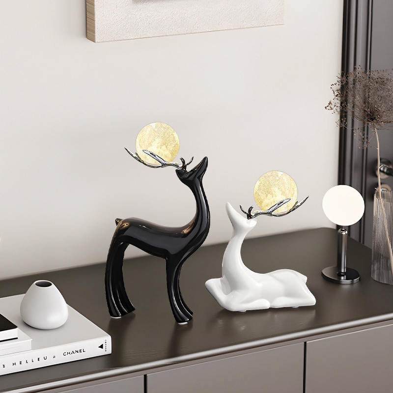 轻奢高级感麋鹿装饰摆件客厅玄关桌面酒柜装饰摆件电视柜乔迁礼品