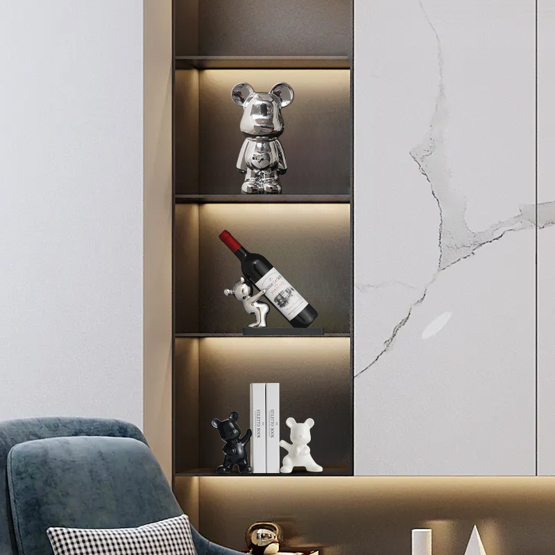 轻奢陶瓷电镀暴力熊摆件客厅酒柜组合创意书档红酒架酒托装饰套装,家居饰品,桌面摆件,淘宝优惠券,粉丝福利购,淘宝优惠卷