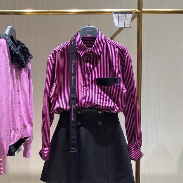 阿玛施女装25春新款休闲飘带衬衫