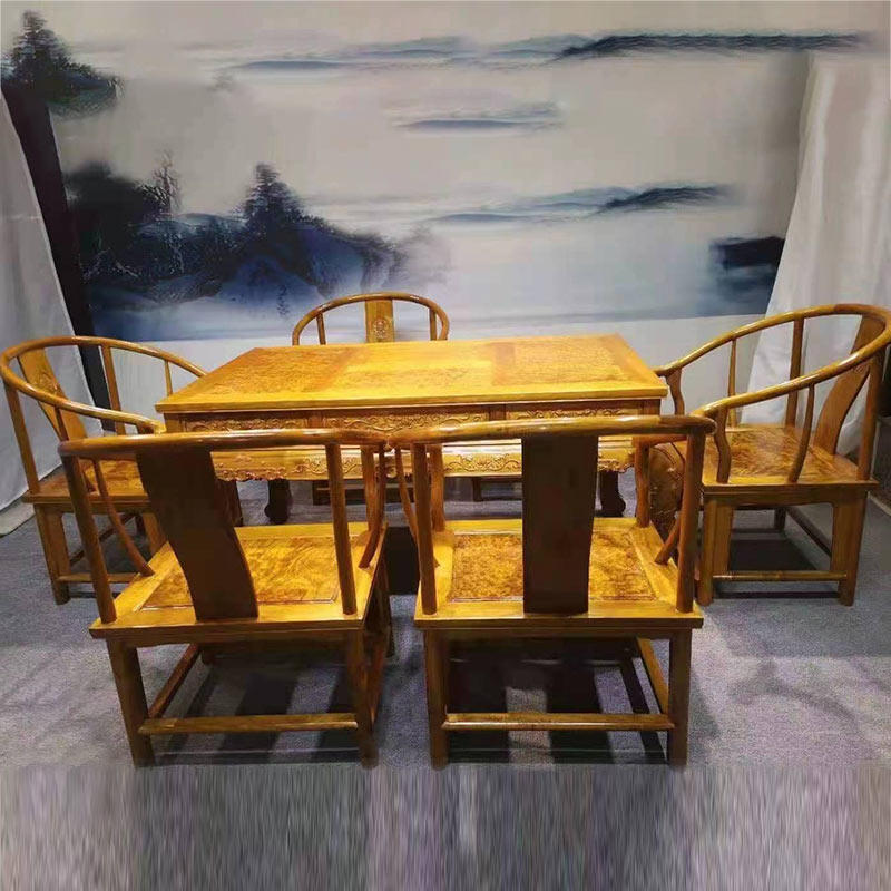 黄金樟茶桌椅组合小叶桢楠实木新中式家用办公泡茶桌茶几茶台定制