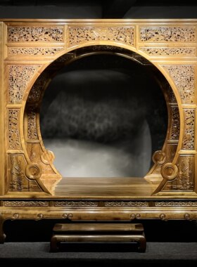 金丝楠木梅花月洞架子床四川小叶桢楠仿古中式床铺婚床大床拔步床