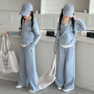 百搭新款 阔腿裤 运动套装 卫衣儿童春季 两件套 女大童春秋款 女童春装