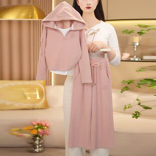 女童刺绣连帽套装春秋百搭新款儿童休闲春装女孩阔腿裤两件套洋气