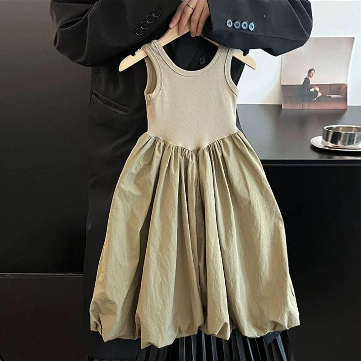 时尚森系夏季新款女童露背宝宝花苞儿童洋气连衣裙背心超仙公主裙