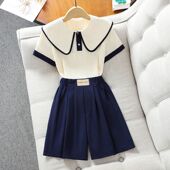 套装 夏款 百搭新款 洋气女孩韩版 网红两件套 儿童娃娃领短袖 女童夏装