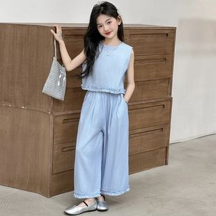 阔腿裤 女童夏装 两件套 洋气无袖 儿童韩系穿搭女孩夏季 套装 百搭新款