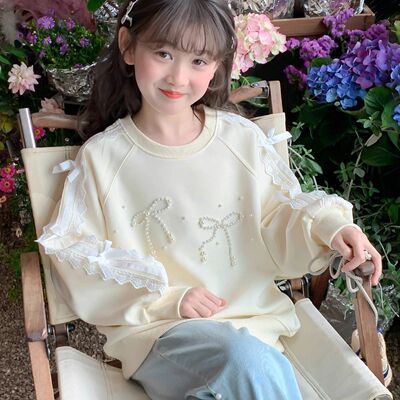 女童卫衣春秋款百搭新款洋气童装小女孩秋季休闲圆领上衣儿童秋装