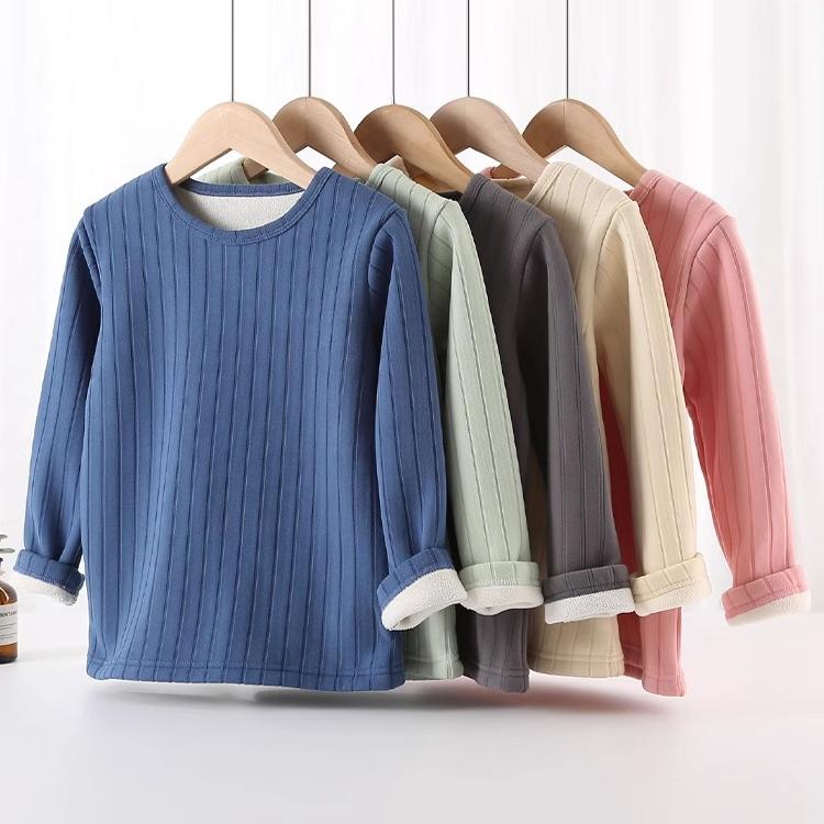 儿童装加绒加厚打底衫秋衣女童秋冬季一体绒保暖上衣贴身内搭冬装