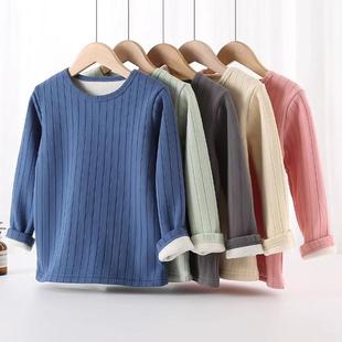 儿童装加绒加厚打底衫秋衣女童秋冬季一体绒保暖上衣贴身内搭冬装