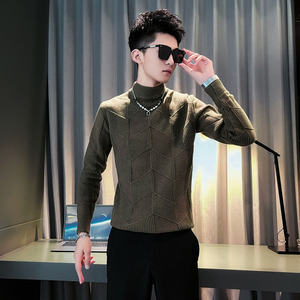M26-P58 控78 男士冬季修身痞帅半高领针织毛衣图片