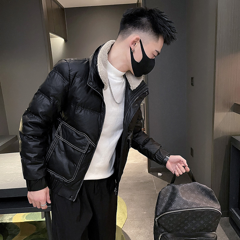 6400-P168新款男士棉衣短款毛领加厚冬季时尚帅气潮牌外套-1，男装棉衣，电商D319