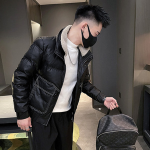 6400-P168 新款男士棉衣短款毛领加厚冬季时尚帅气潮牌外套-1，男装棉衣，电商D319