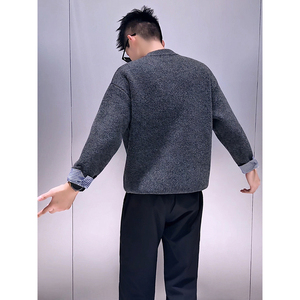 M58-P98 高级感潮男假两件圆领针织毛衣外套图片