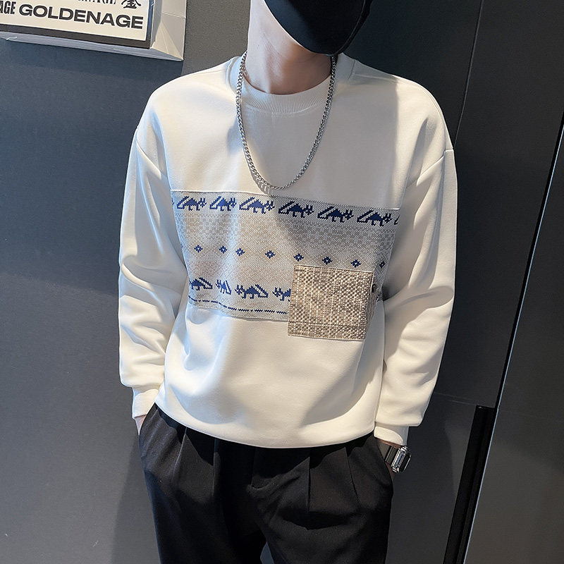 6598-P68春秋季卫衣男装新款痞帅圆领长袖T恤网红外套-2控98,男装卫衣,电商D319