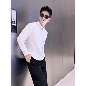 T62-P48男士长袖半高领德绒打底衫休闲百搭简约保暖内搭上衣