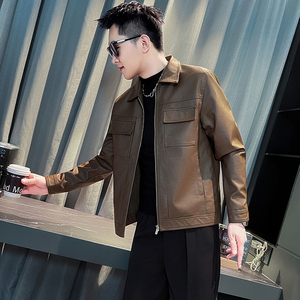 JK982-P128 秋装修身PU皮夹克机车皮衣外套 控168-1图片