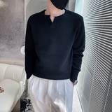 6650-P78秋冬季纯色V领简约毛衣男士针织衫百搭ins个性控108，男装针织衫/毛衣，电商D319