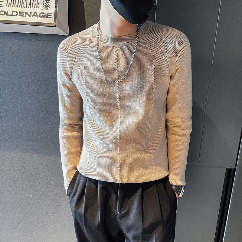 6640-特P69秋冬纯色条纹打底衫长袖体恤毛衣男内搭针织衫-2控99,男装针织衫/毛衣,电商D319