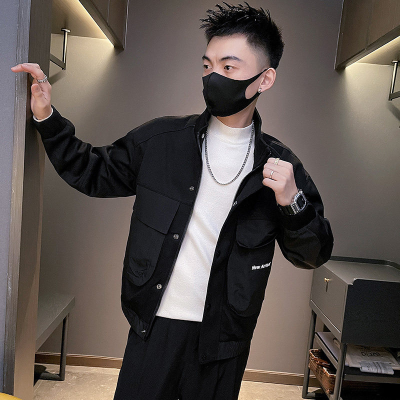 6673-P108复古机能夹克男士冬季新款拼接口袋立领外套控148,男装夹克,电商D319