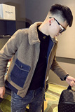 JK02-P128加厚羊羔绒拼接棉衣男冬季保暖修身小码外套，男装棉衣，电商D319