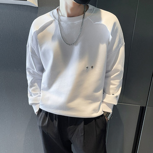 6607-P78 秋冬设计感圆领套头卫衣潮男痞帅上衣长袖T恤 控108图片