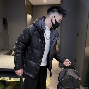 6671-P198 男款冬季纯色宽松羽绒服青少年连帽外套 控268图片