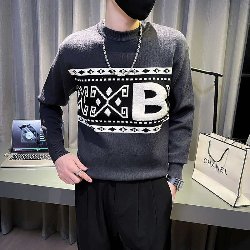 6683-P75秋冬修身提花针织套头毛衣-1控105，男装针织衫/毛衣，电商D319