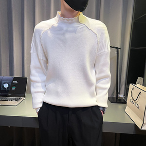 6676-P88 痞帅半高领毛衣男新款秋冬季个性针织衫潮-5 控118图片