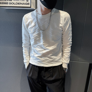 6620-特P59 秋冬肌理感高级高纯色套头毛衣内搭男针织衫 控89图片