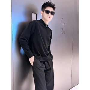 T62-P48 男士长袖半高领德绒打底衫休闲百搭简约保暖内搭上衣图片