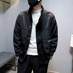 6673-P108复古机能夹克男士冬季新款拼接口袋立领外套-2控148
