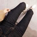 高腰显瘦弹力小脚长裤 黑色紧身牛仔裤 女九分小个子秋薄绒厚绒大码