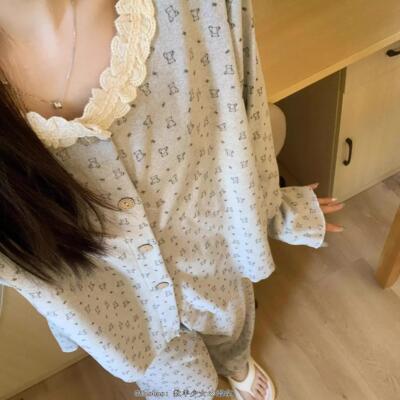 春秋季可爱卡通小熊家居服套装