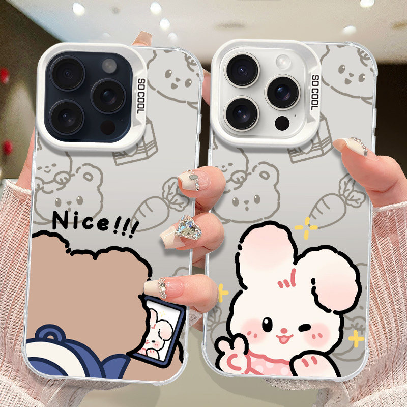 卡通iphone17pro适用苹果16情侣手机壳P70华为mate80荣耀X70OPPOFindX8SP大孔VIVOY600PRO小米15红米一加ACE3