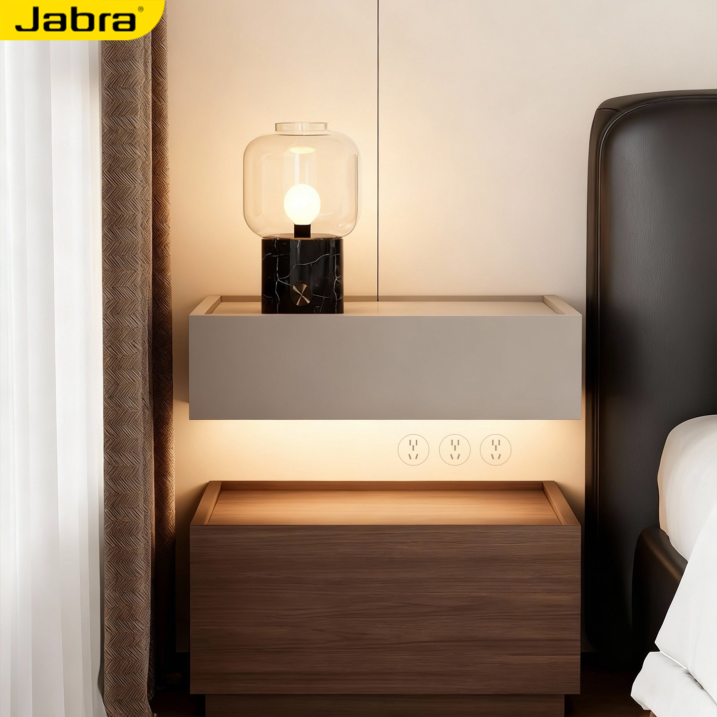 床头柜居家通用大间距隐形五孔