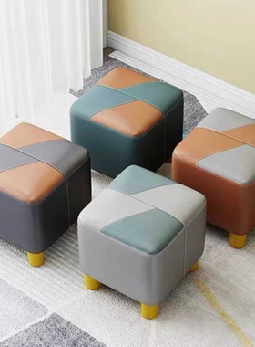 轻奢小凳子软包门口换鞋凳客厅沙发凳实木小板凳创意脚踏茶几凳