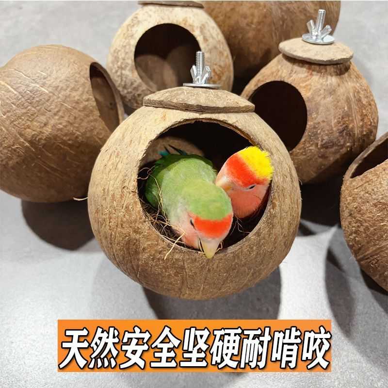 鹦鹉鸟窝虎皮牡丹珍珠防咬繁殖玄凤小太阳夏天睡窝四季通用椰子壳