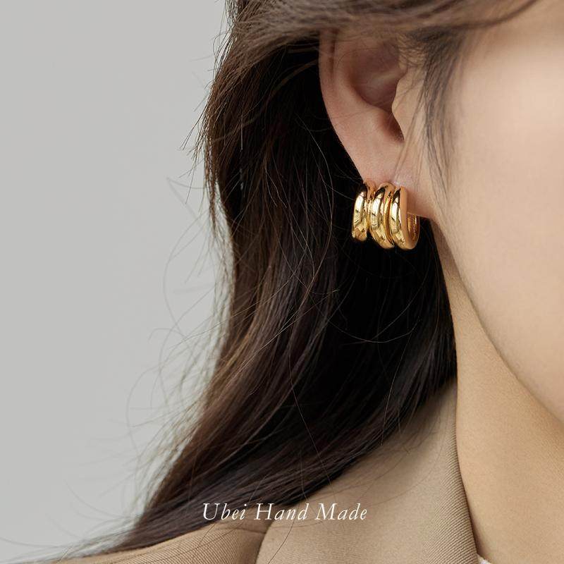 有北手作 高级感小众三环金属耳环简约轻奢冷淡风气质通勤耳饰女,饰品/流行首饰/时尚饰品新,耳环,淘宝优惠券,粉丝福利购,淘宝优惠卷