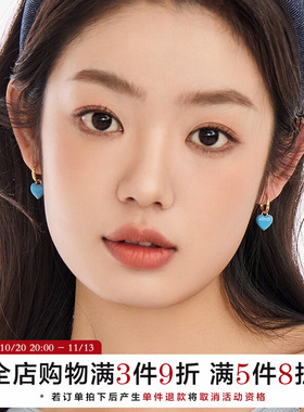 有北手作 滴釉爱心耳环女小众设计高级轻奢耳扣甜美几何百搭耳饰